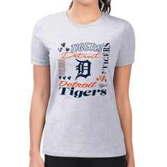 MLB Detroit Tigers G-III 4Her by Carl Banks Women's Super-Slim Fit Lightweight Collage Team Graphic Crew Neck T-Shirt