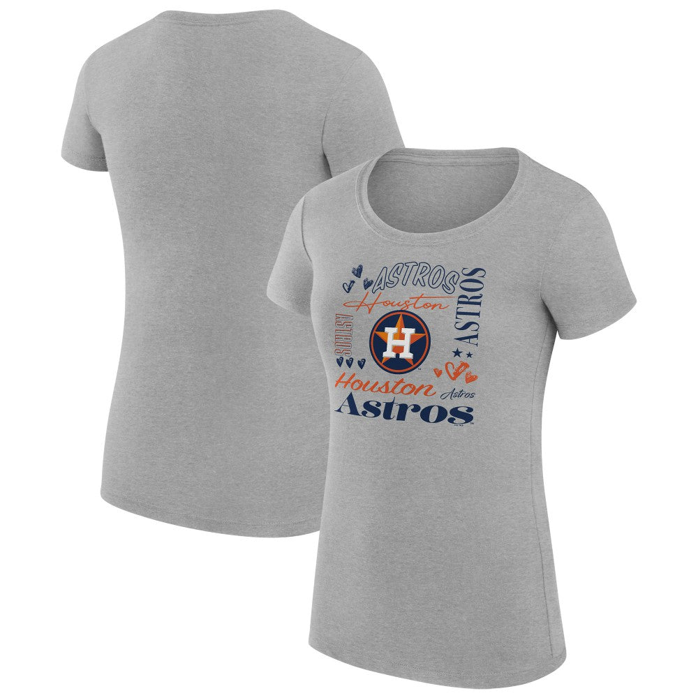 MLB Houston Astros G-III 4Her by Carl Banks Women's Super-Slim Fit Lightweight Collage Team Graphic Crew Neck T-Shirt