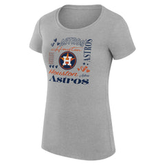 MLB Houston Astros G-III 4Her by Carl Banks Women's Super-Slim Fit Lightweight Collage Team Graphic Crew Neck T-Shirt
