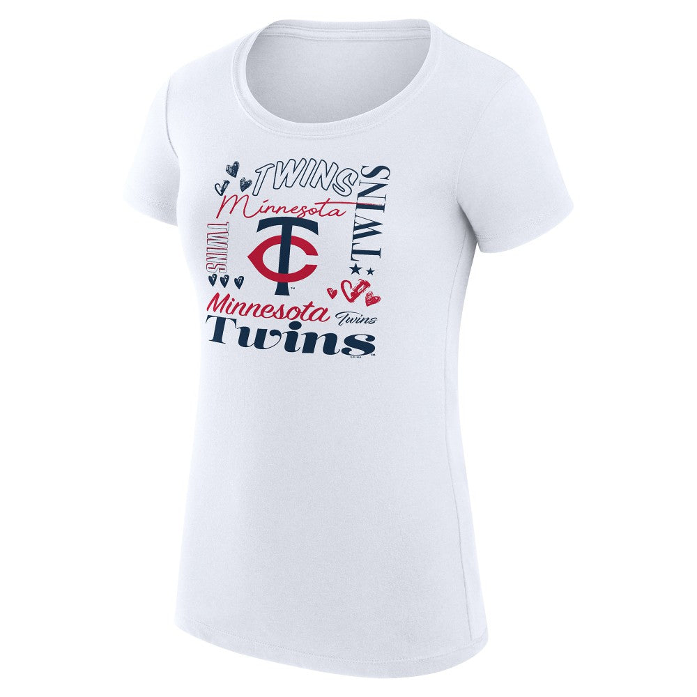 MLB Minnesota Twins G-III 4Her by Carl Banks Women's Super-Slim Fit Lightweight Collage Team Graphic Crew Neck T-Shirt