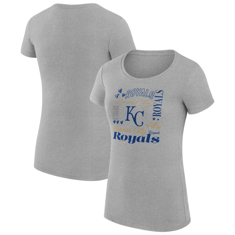 MLB Kansas City Royals G-III 4Her by Carl Banks Women's Super-Slim Fit Lightweight Collage Team Graphic Crew Neck T-Shirt