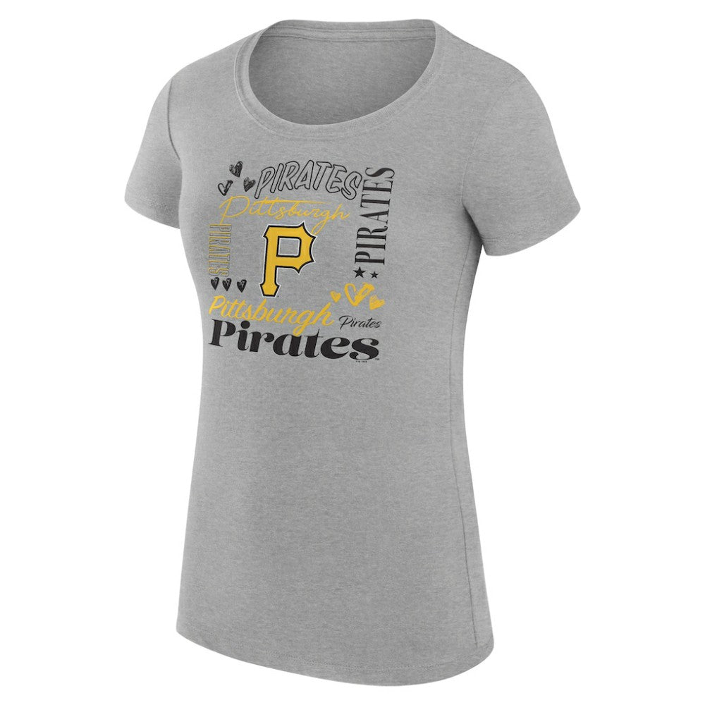 MLB Pittsburgh Pirates G-III 4Her by Carl Banks Women's Super-Slim Fit Lightweight Collage Team Graphic Crew Neck T-Shirt