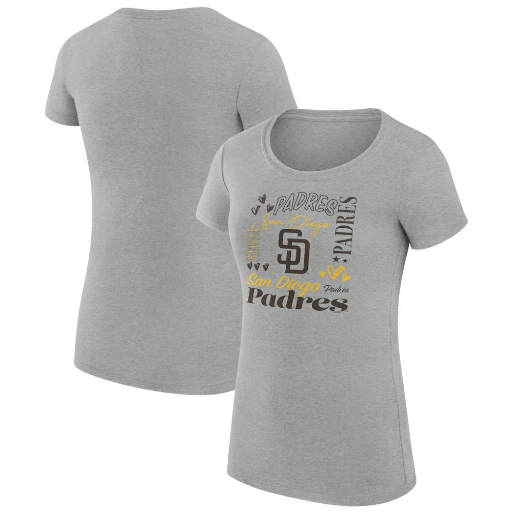 MLB San Diego Padres G-III 4Her by Carl Banks Women's Super-Slim Fit Lightweight Collage Team Graphic Crew Neck T-Shirt
