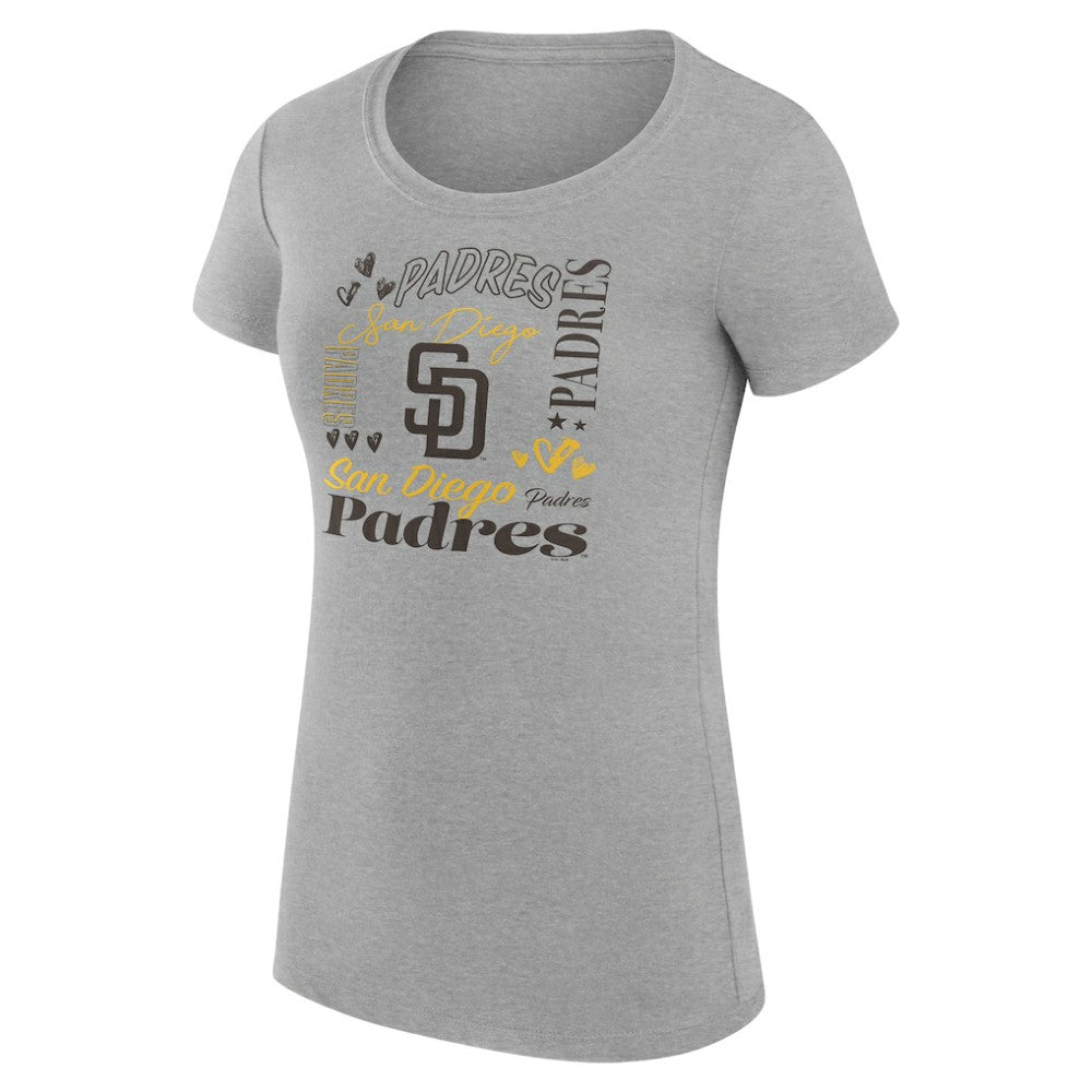 MLB San Diego Padres G-III 4Her by Carl Banks Women's Super-Slim Fit Lightweight Collage Team Graphic Crew Neck T-Shirt