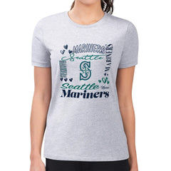 MLB Seattle Mariners G-III 4Her by Carl Banks Women's Super-Slim Fit Lightweight Collage Team Graphic Crew Neck T-Shirt