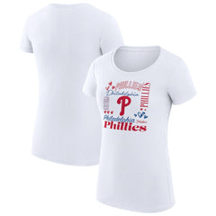 MLB Philadelphia Phillies G-III 4Her by Carl Banks Women's Super-Slim Fit Lightweight Collage Team Graphic Crew Neck T-Shirt