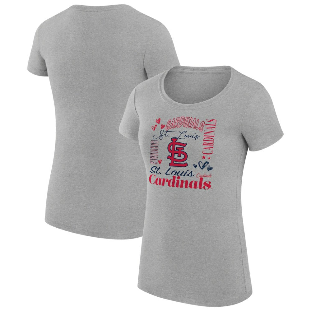 MLB St. Louis Cardinals G-III 4Her by Carl Banks Women's Super-Slim Fit Lightweight Collage Team Graphic Crew Neck T-Shirt