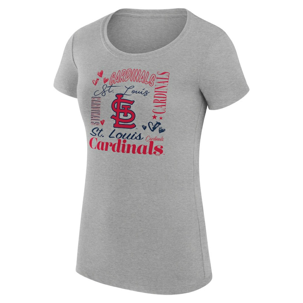 MLB St. Louis Cardinals G-III 4Her by Carl Banks Women's Super-Slim Fit Lightweight Collage Team Graphic Crew Neck T-Shirt