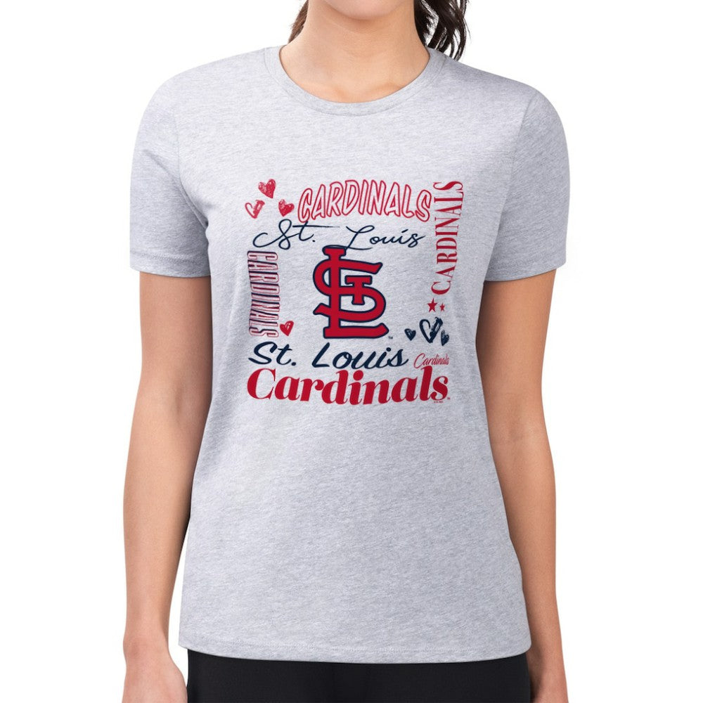 MLB St. Louis Cardinals G-III 4Her by Carl Banks Women's Super-Slim Fit Lightweight Collage Team Graphic Crew Neck T-Shirt