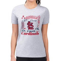 MLB St. Louis Cardinals G-III 4Her by Carl Banks Women's Super-Slim Fit Lightweight Collage Team Graphic Crew Neck T-Shirt