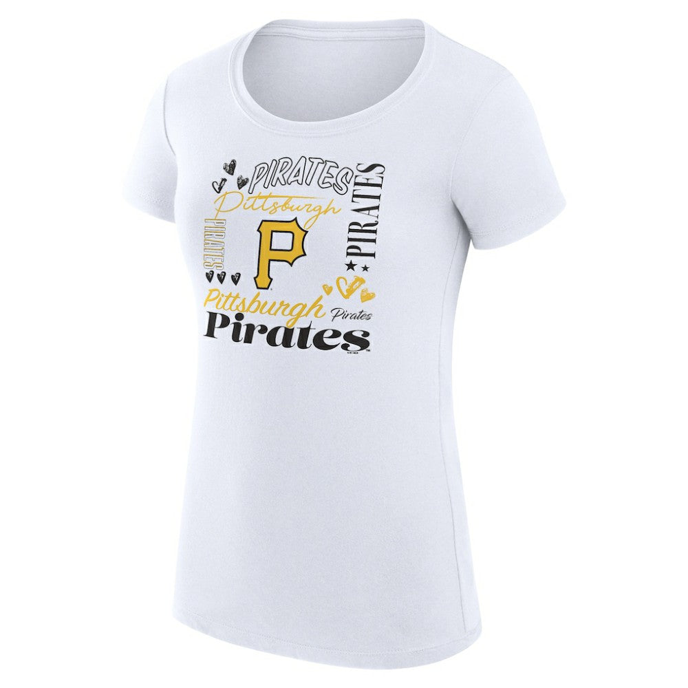 MLB Pittsburgh Pirates G-III 4Her by Carl Banks Women's Super-Slim Fit Lightweight Collage Team Graphic Crew Neck T-Shirt