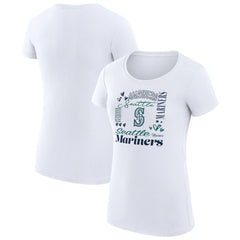 MLB Seattle Mariners G-III 4Her by Carl Banks Women's Super-Slim Fit Lightweight Collage Team Graphic Crew Neck T-Shirt