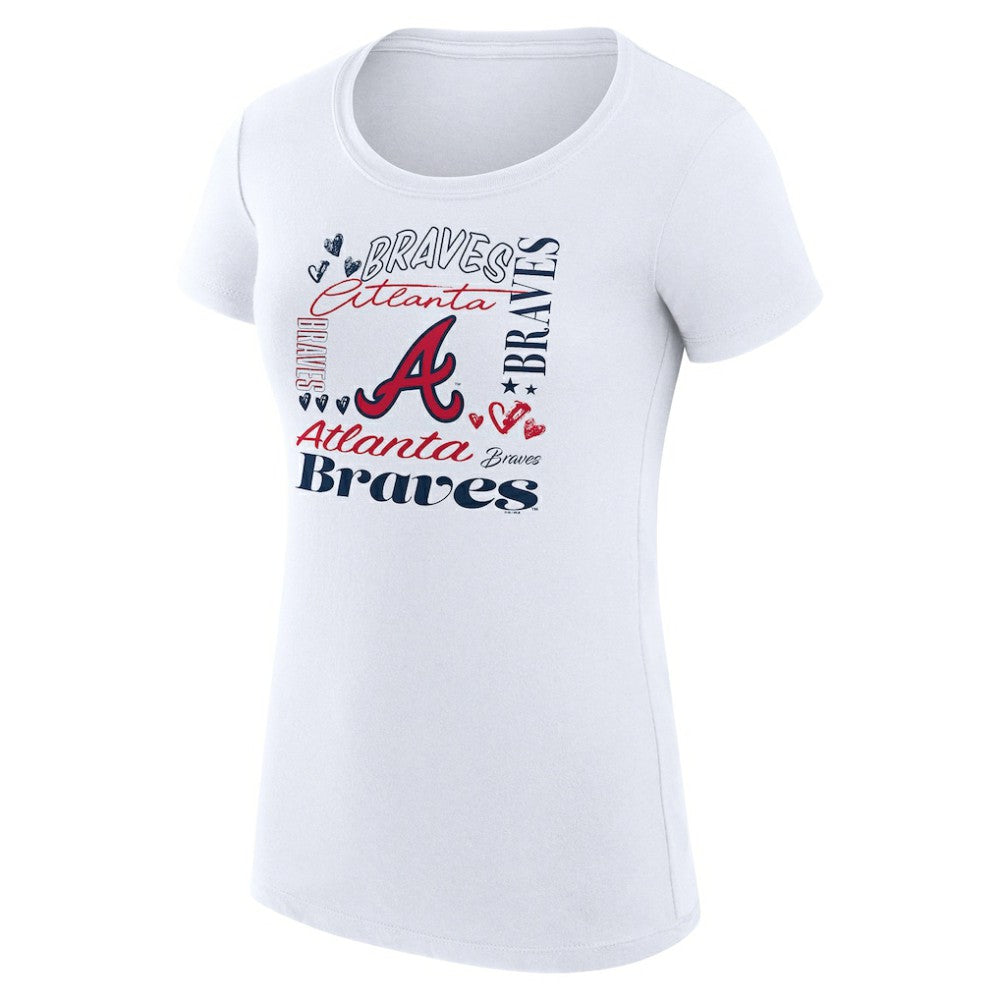 MLB Atlanta Braves G-III 4Her by Carl Banks Women's Super-Slim Fit Lightweight Collage Team Graphic Crew Neck T-Shirt
