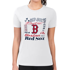 MLB Boston Red Sox G-III 4Her by Carl Banks Women's Super-Slim Fit Lightweight Collage Team Graphic Crew Neck T-Shirt