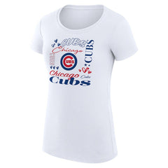 MLB Chicago Cubs G-III 4Her by Carl Banks Women's Super-Slim Fit Lightweight Collage Team Graphic Crew Neck T-Shirt