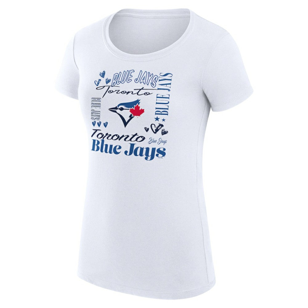 MLB Toronto Blue Jays G-III 4Her by Carl Banks Women's Super-Slim Fit Lightweight Collage Team Graphic Crew Neck T-Shirt