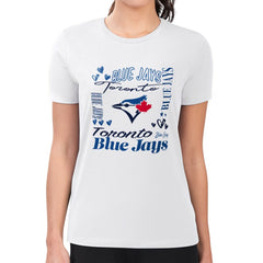 MLB Toronto Blue Jays G-III 4Her by Carl Banks Women's Super-Slim Fit Lightweight Collage Team Graphic Crew Neck T-Shirt