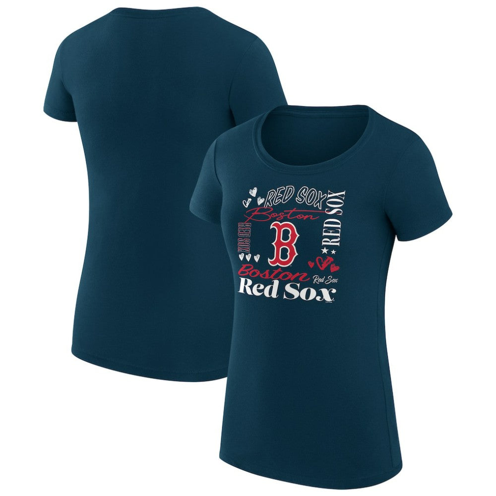 MLB Boston Red Sox G-III 4Her by Carl Banks Women's Super-Slim Fit Lightweight Collage Team Graphic Crew Neck T-Shirt