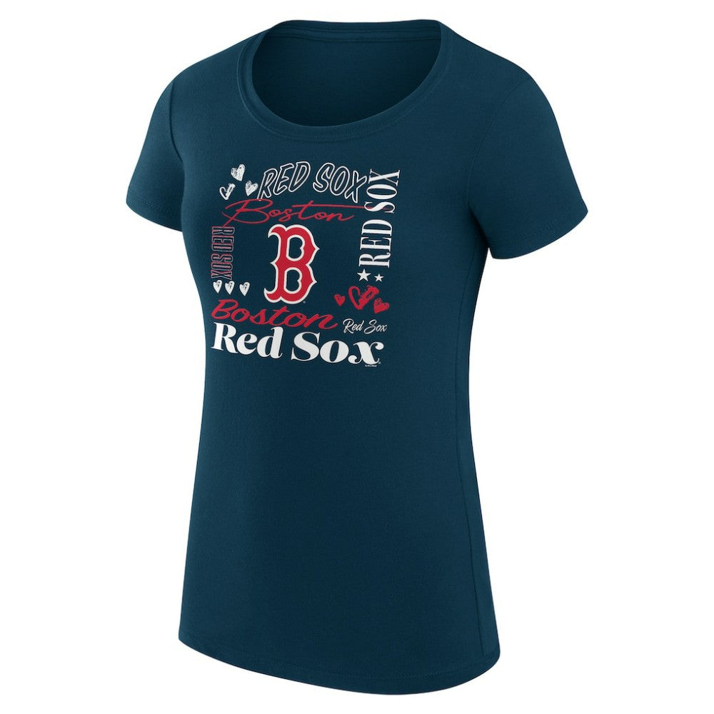 MLB Boston Red Sox G-III 4Her by Carl Banks Women's Super-Slim Fit Lightweight Collage Team Graphic Crew Neck T-Shirt