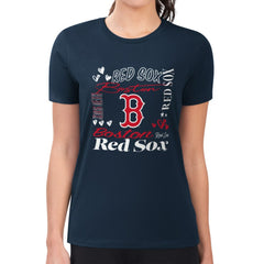 MLB Boston Red Sox G-III 4Her by Carl Banks Women's Super-Slim Fit Lightweight Collage Team Graphic Crew Neck T-Shirt