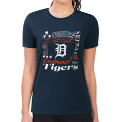 MLB Detroit Tigers G-III 4Her by Carl Banks Women's Super-Slim Fit Lightweight Collage Team Graphic Crew Neck T-Shirt