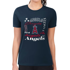 MLB Los Angeles Angels G-III 4Her by Carl Banks Women's Super-Slim Fit Lightweight Collage Team Graphic Crew Neck T-Shirt