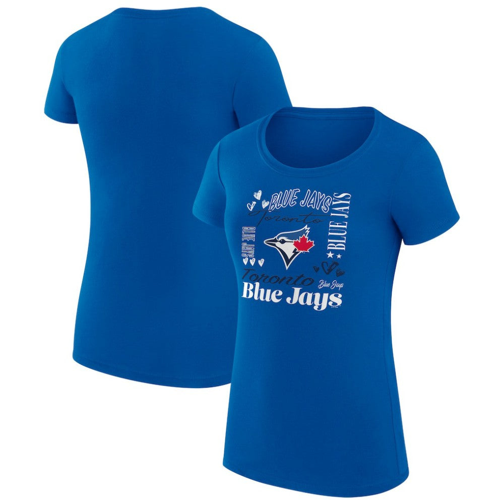 MLB Toronto Blue Jays G-III 4Her by Carl Banks Women's Super-Slim Fit Lightweight Collage Team Graphic Crew Neck T-Shirt