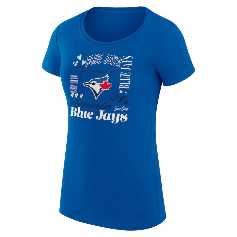 MLB Toronto Blue Jays G-III 4Her by Carl Banks Women's Super-Slim Fit Lightweight Collage Team Graphic Crew Neck T-Shirt