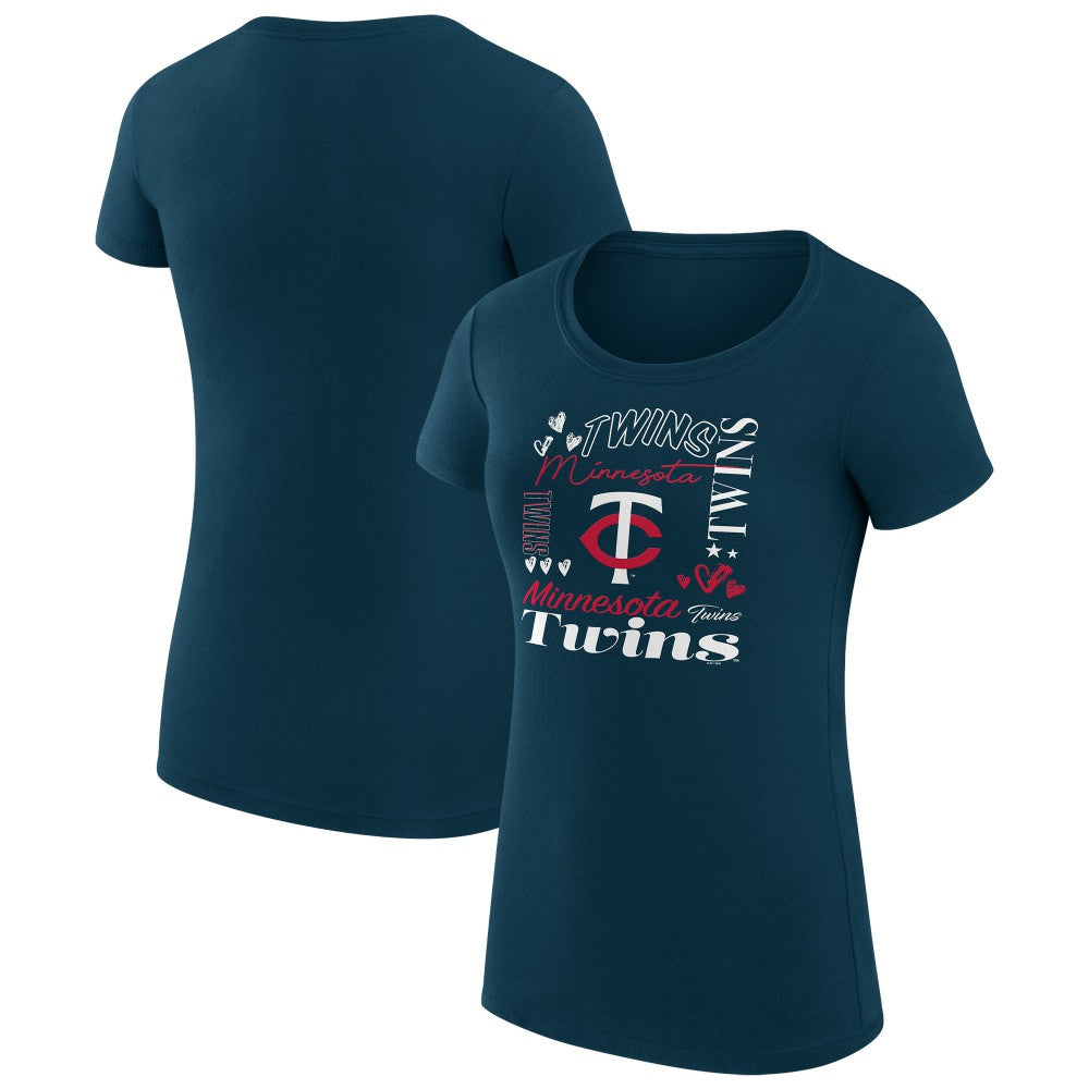 MLB Minnesota Twins G-III 4Her by Carl Banks Women's Super-Slim Fit Lightweight Collage Team Graphic Crew Neck T-Shirt