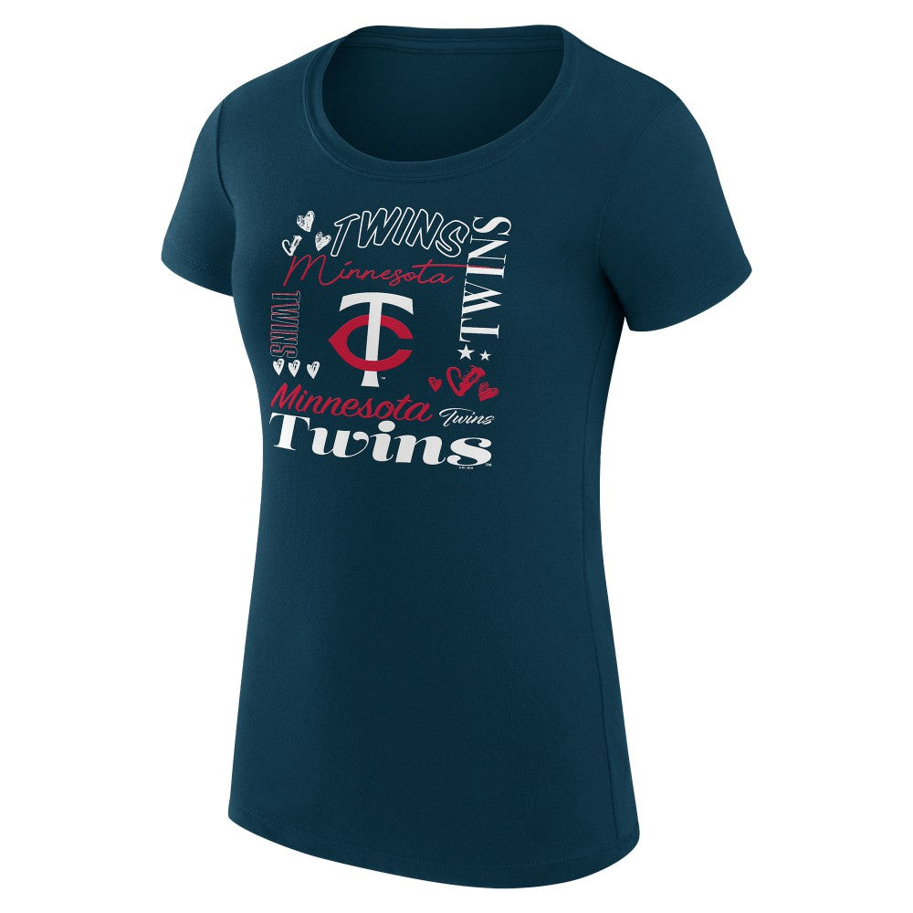 MLB Minnesota Twins G-III 4Her by Carl Banks Women's Super-Slim Fit Lightweight Collage Team Graphic Crew Neck T-Shirt
