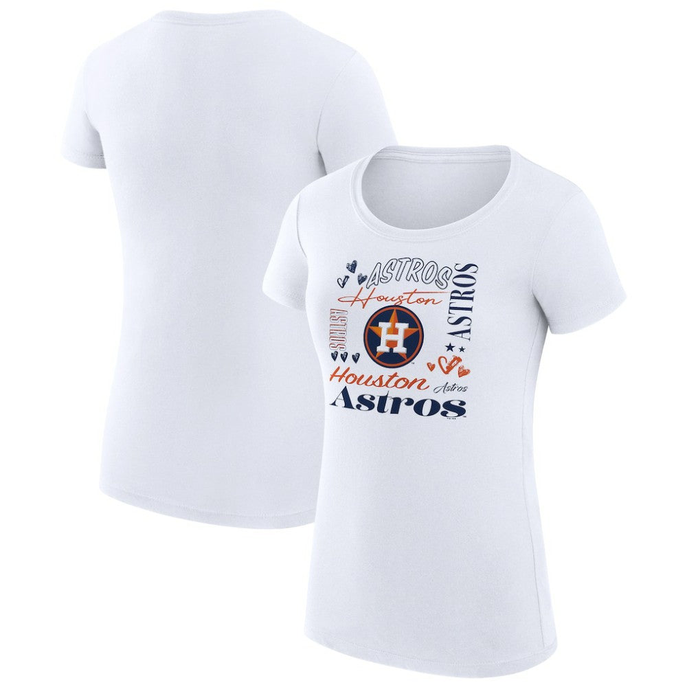 MLB Houston Astros G-III 4Her by Carl Banks Women's Super-Slim Fit Lightweight Collage Team Graphic Crew Neck T-Shirt