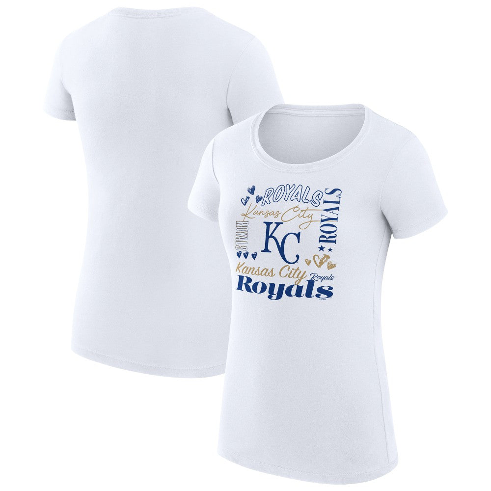 MLB Kansas City Royals G-III 4Her by Carl Banks Women's Super-Slim Fit Lightweight Collage Team Graphic Crew Neck T-Shirt