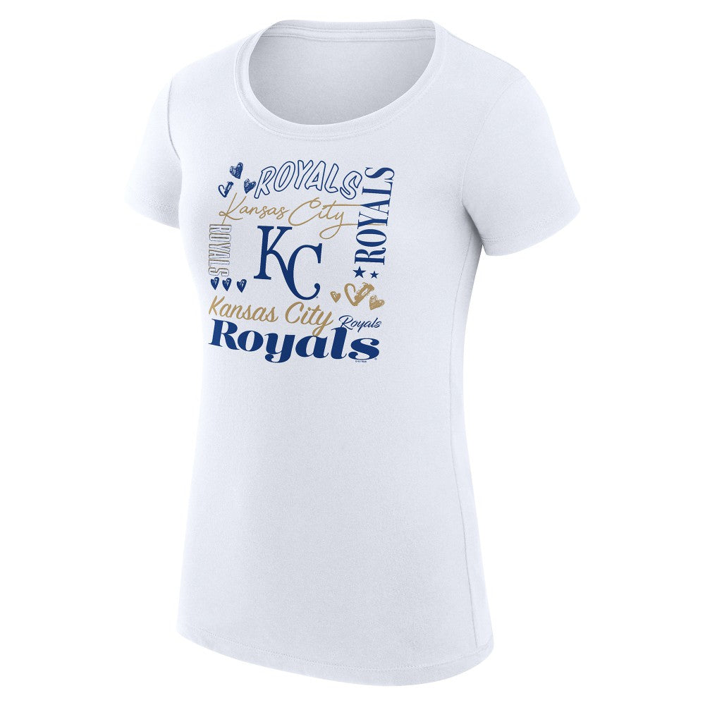 MLB Kansas City Royals G-III 4Her by Carl Banks Women's Super-Slim Fit Lightweight Collage Team Graphic Crew Neck T-Shirt
