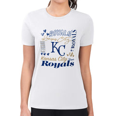MLB Kansas City Royals G-III 4Her by Carl Banks Women's Super-Slim Fit Lightweight Collage Team Graphic Crew Neck T-Shirt