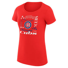 MLB Chicago Cubs G-III 4Her by Carl Banks Women's Super-Slim Fit Lightweight Collage Team Graphic Crew Neck T-Shirt