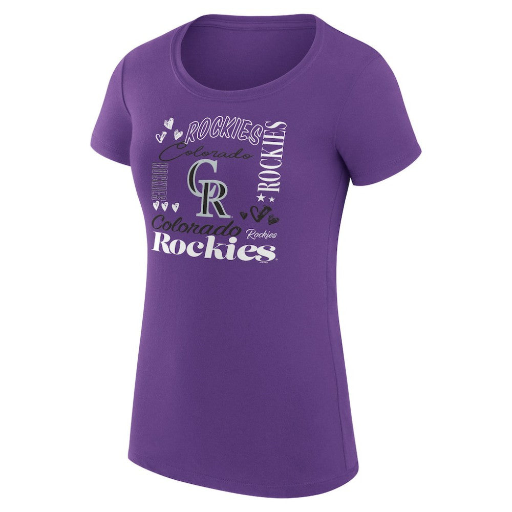 MLB Colorado Rockies G-III 4Her by Carl Banks Women's Super-Slim Fit Lightweight Collage Team Graphic Crew Neck T-Shirt