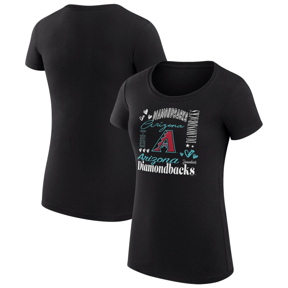 MLB Arizona Diamondbacks G-III 4Her by Carl Banks Women's Super-Slim Fit Lightweight Collage Team Graphic Crew Neck T-Shirt