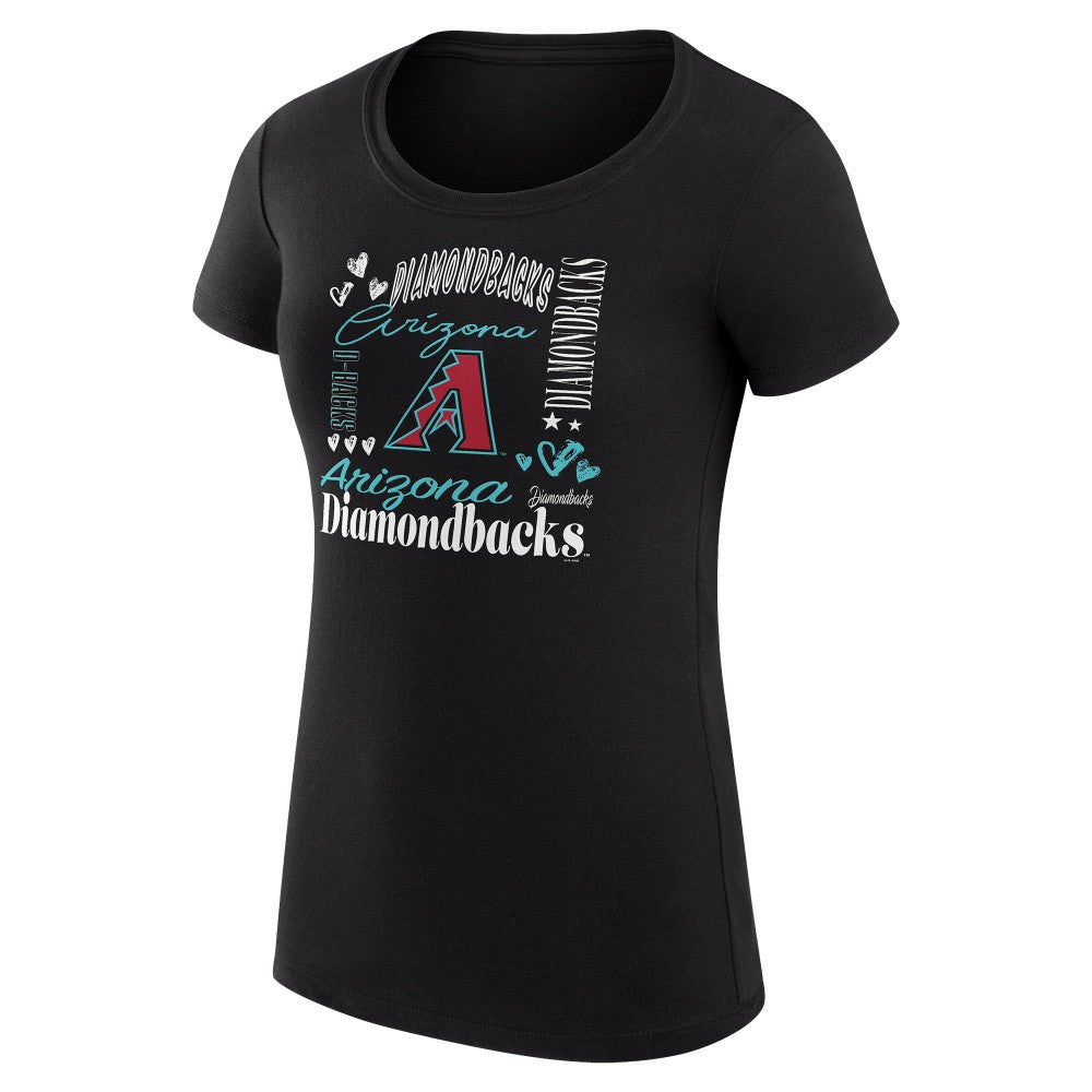 MLB Arizona Diamondbacks G-III 4Her by Carl Banks Women's Super-Slim Fit Lightweight Collage Team Graphic Crew Neck T-Shirt