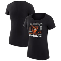MLB Baltimore Orioles G-III 4Her by Carl Banks Women's Super-Slim Fit Lightweight Collage Team Graphic Crew Neck T-Shirt