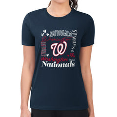 MLB Washington Nationals G-III 4Her by Carl Banks Women's Super-Slim Fit Lightweight Collage Team Graphic Crew Neck T-Shirt