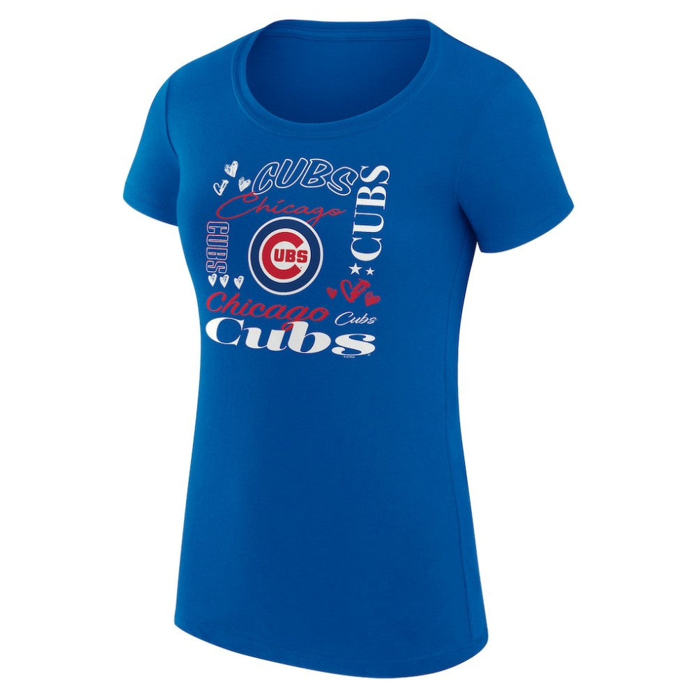 MLB Chicago Cubs G-III 4Her by Carl Banks Women's Super-Slim Fit Lightweight Collage Team Graphic Crew Neck T-Shirt