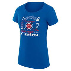 MLB Chicago Cubs G-III 4Her by Carl Banks Women's Super-Slim Fit Lightweight Collage Team Graphic Crew Neck T-Shirt