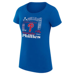 MLB Philadelphia Phillies G-III 4Her by Carl Banks Women's Super-Slim Fit Lightweight Collage Team Graphic Crew Neck T-Shirt