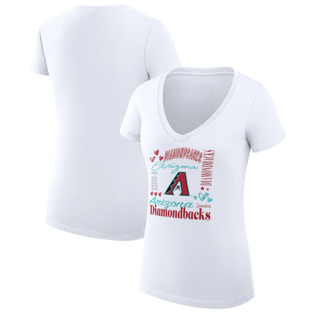 MLB Arizona Diamondbacks G-III 4Her by Carl Banks Women's Super-Slim Fit Lightweight Collage Team Graphic V-Neck T-Shirt