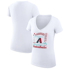 MLB Arizona Diamondbacks G-III 4Her by Carl Banks Women's Super-Slim Fit Lightweight Collage Team Graphic V-Neck T-Shirt