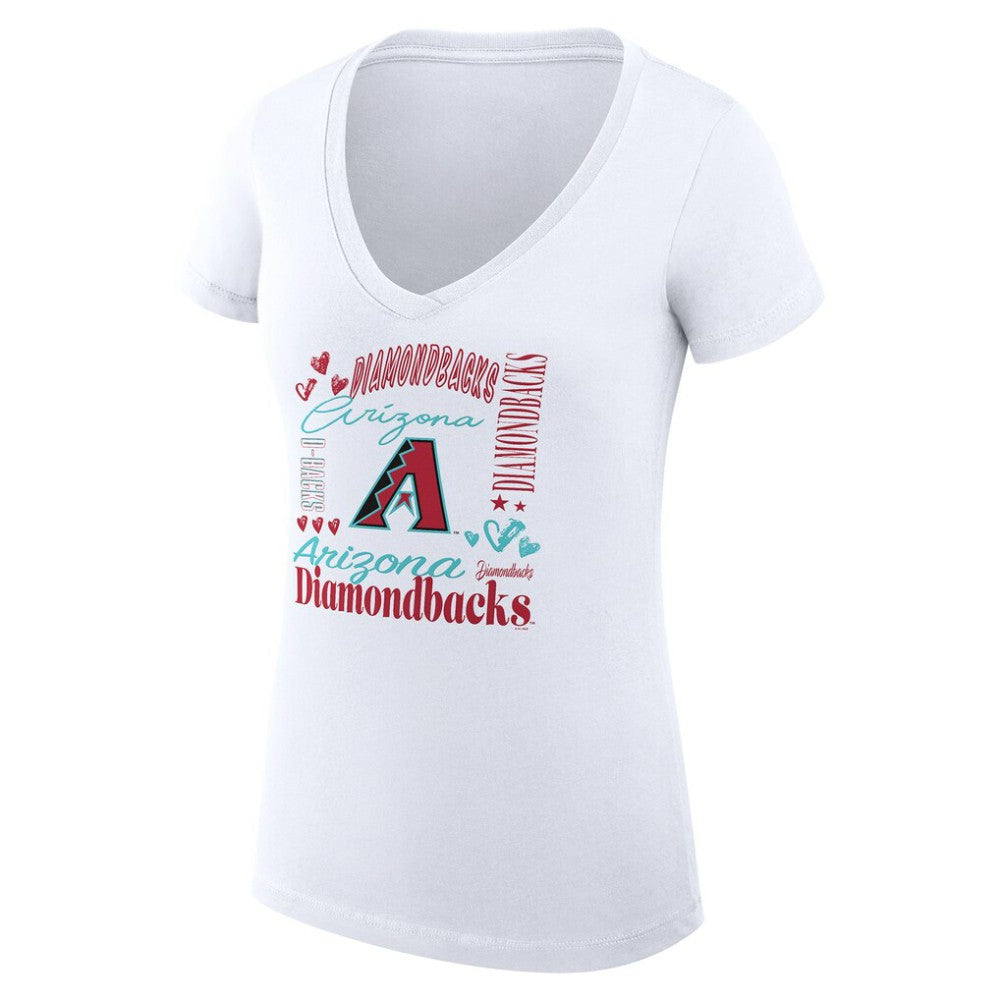 MLB Arizona Diamondbacks G-III 4Her by Carl Banks Women's Super-Slim Fit Lightweight Collage Team Graphic V-Neck T-Shirt