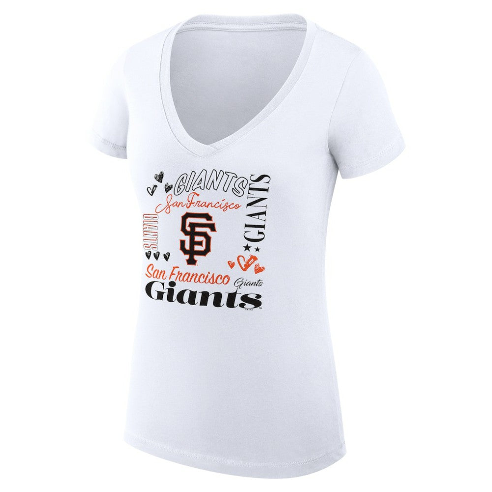 MLB San Francisco Giants G-III 4Her by Carl Banks Women's Super-Slim Fit Lightweight Collage Team Graphic V-Neck T-Shirt