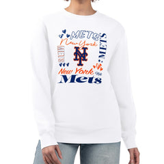 MLB New York Mets G-III 4Her by Carl Banks Women's Collage Team Graphic Fleece Pullover Hoodie