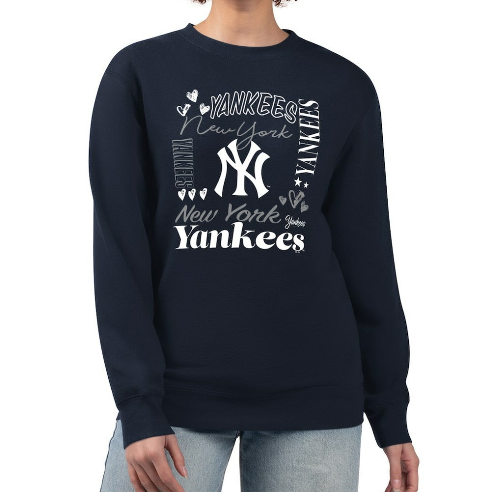 MLB New York Yankees G-III 4Her by Carl Banks Women's Collage Team Graphic Fleece Pullover Hoodie