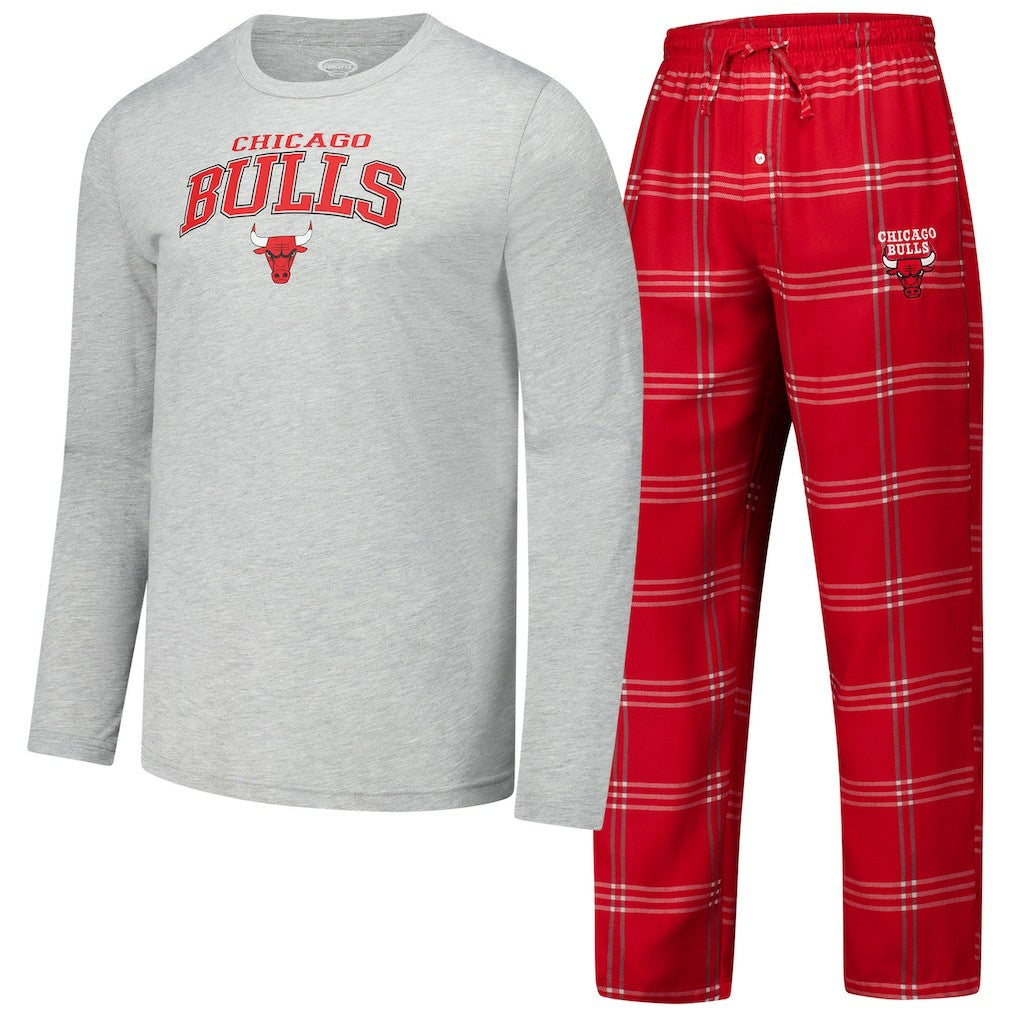 NBA Chicago Bulls Concepts Sport Petition Long Sleeve Top and Plaid Pant Set